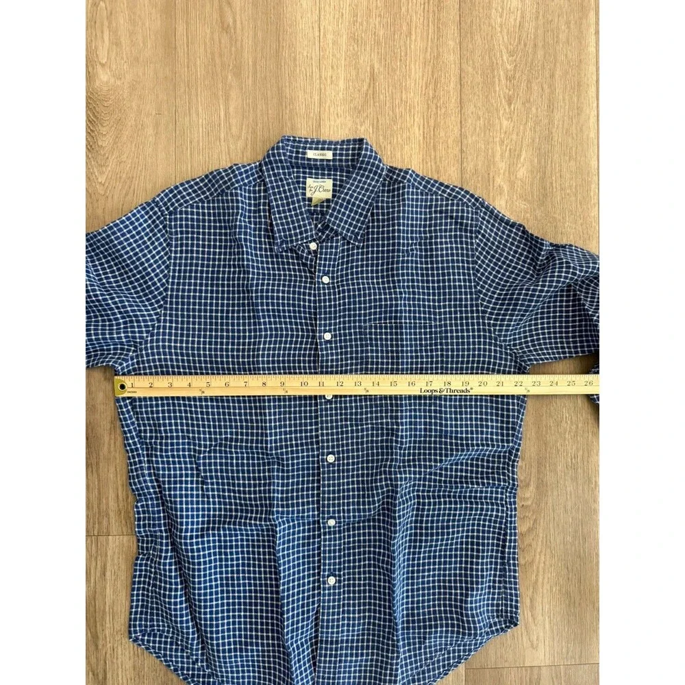 J. Crew men’s Irish Linen Large Button Down Shirt Blue White Striped
